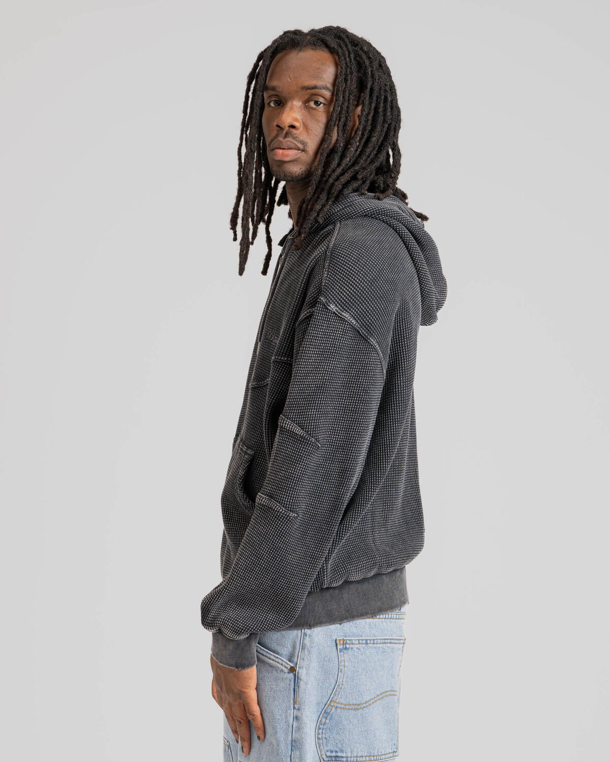 テミン フーディー Dime Premium Waffle Zip Hoodie | DIMESU258BLK | AFEW STORE